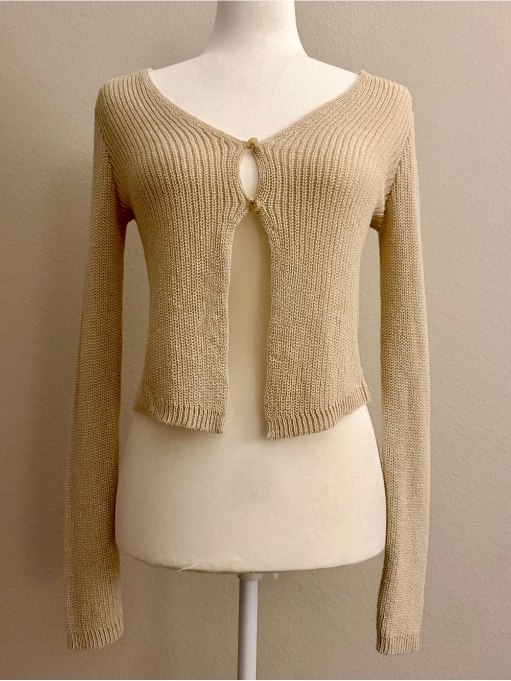 Altar’d State Beige Cropped Double Button Knit Cardigan - Size S - EUC